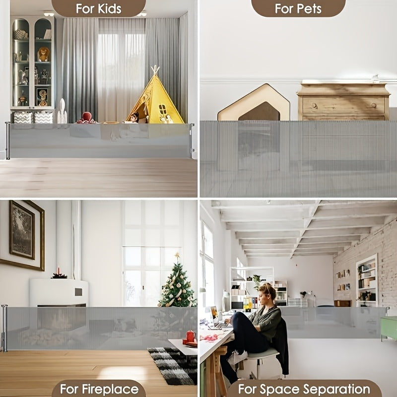 Extra Wide Retractable Baby Gate with Pet Door for Large Openings 299.72cm Indoor Outdoor