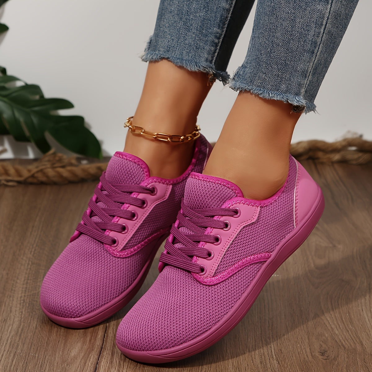 Ladies Wide-Head Casual Mesh Walking Shoes Non-Slip Rubber Sole