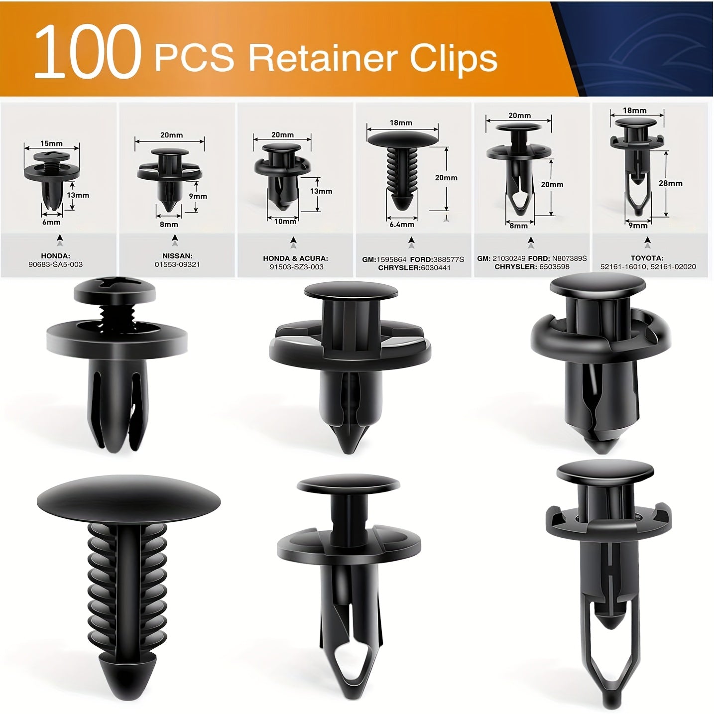 Набор пластиковых клипс для бамперов автомобиля 100/190 шт. авто-кнопки