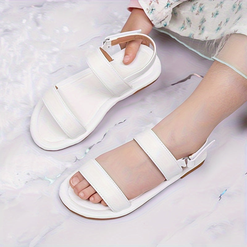 Girls' Gold Sandals Leather Summer Casual Shoes with Rubber Sole