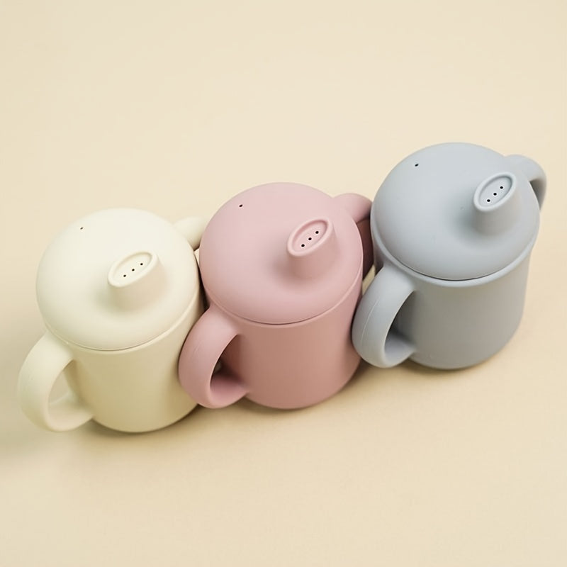 Kids Silicone Drinking Cups Set with Lids Handles Drop Resistant BPA Free