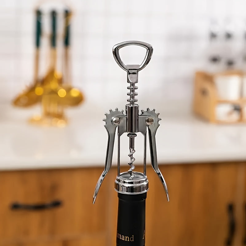 Silver Red Wine Bottle Opener Zinc Alloy Corkscrew Kitchen Gadget