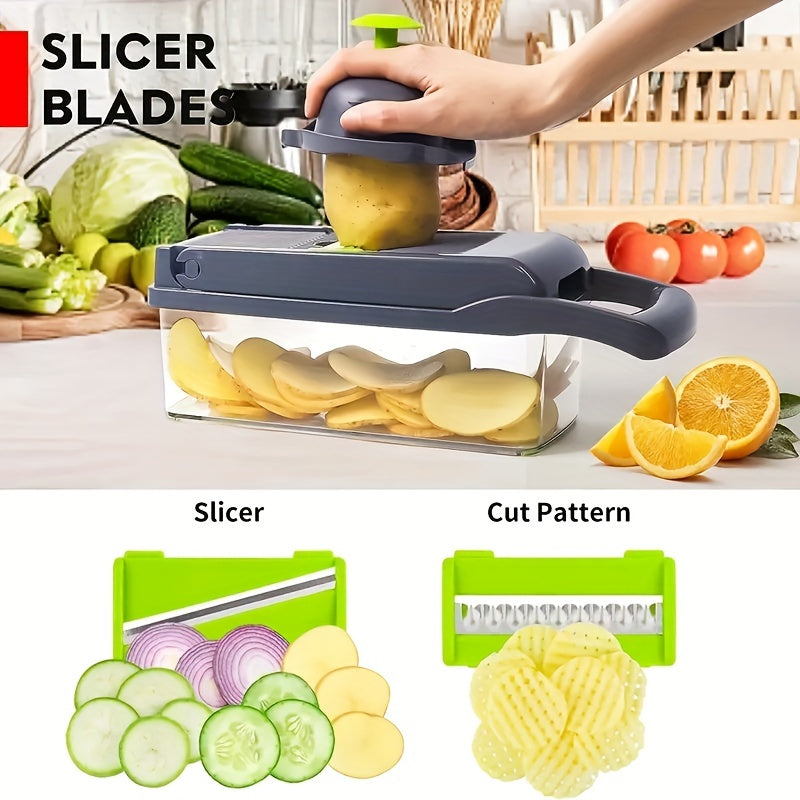 Kitchen Slicer Set 14/16 Pieces Manual Vegetable Cutter Dicer Shredder Plastic
