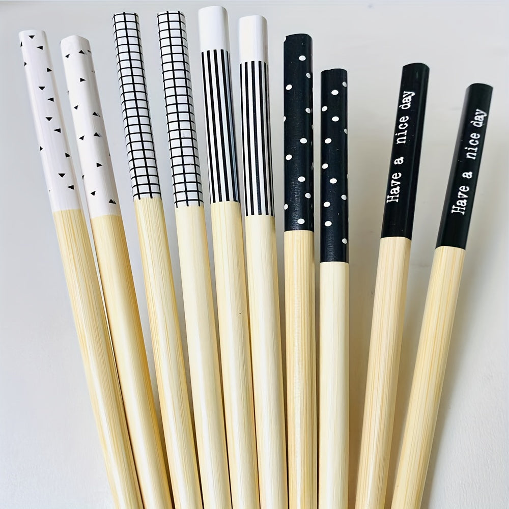 5 Pairs of Premium Bamboo Chopsticks Non-Slip Heat-Resistant Dishwasher Safe Kitchen Utensils