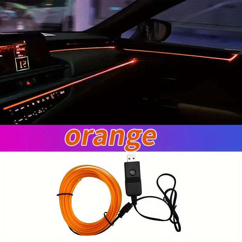 Car Interior LED Light Strip USB Powered Neon Cold Light Auto Decoration