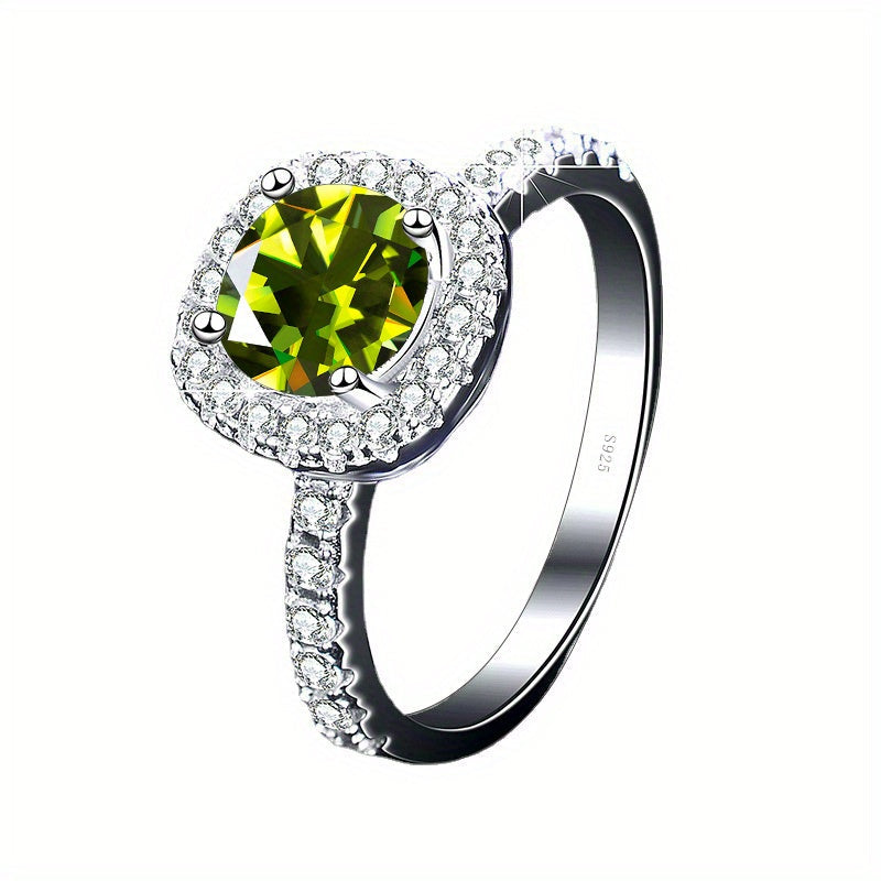 Anillo de promesa con incrustación de moissanita de 3ct en plata de ley para compromiso, boda y aniversario