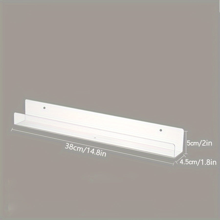 Akril U-shaklidagi devor qafasi, shaffof ko'rsatish polki, uy ofisi uchun osilgan kitob javoni