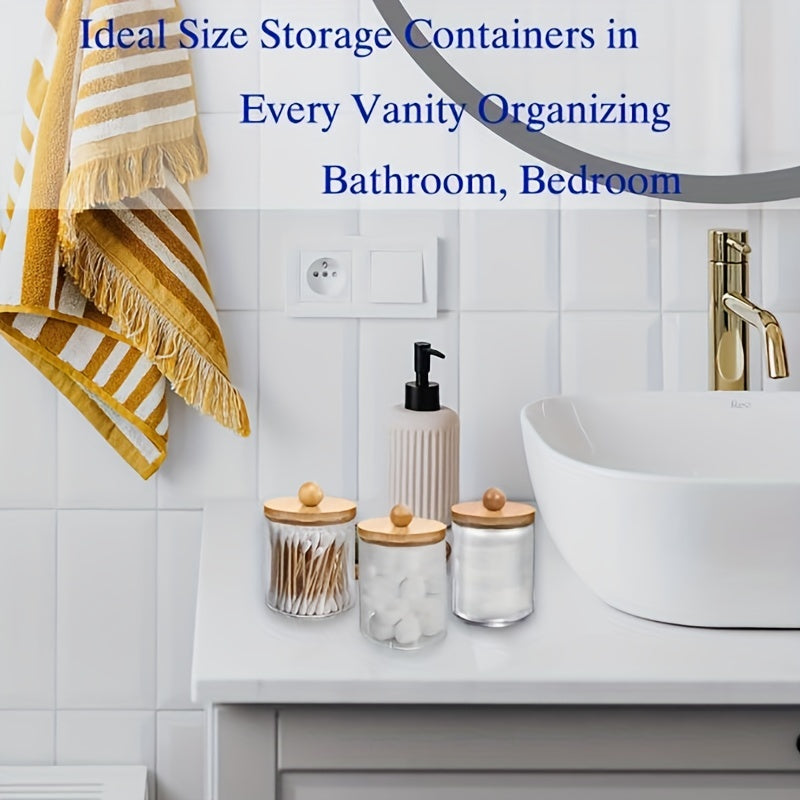 Bamboo Bathroom Storage Organizer for Swabs Cotton Balls and Floss