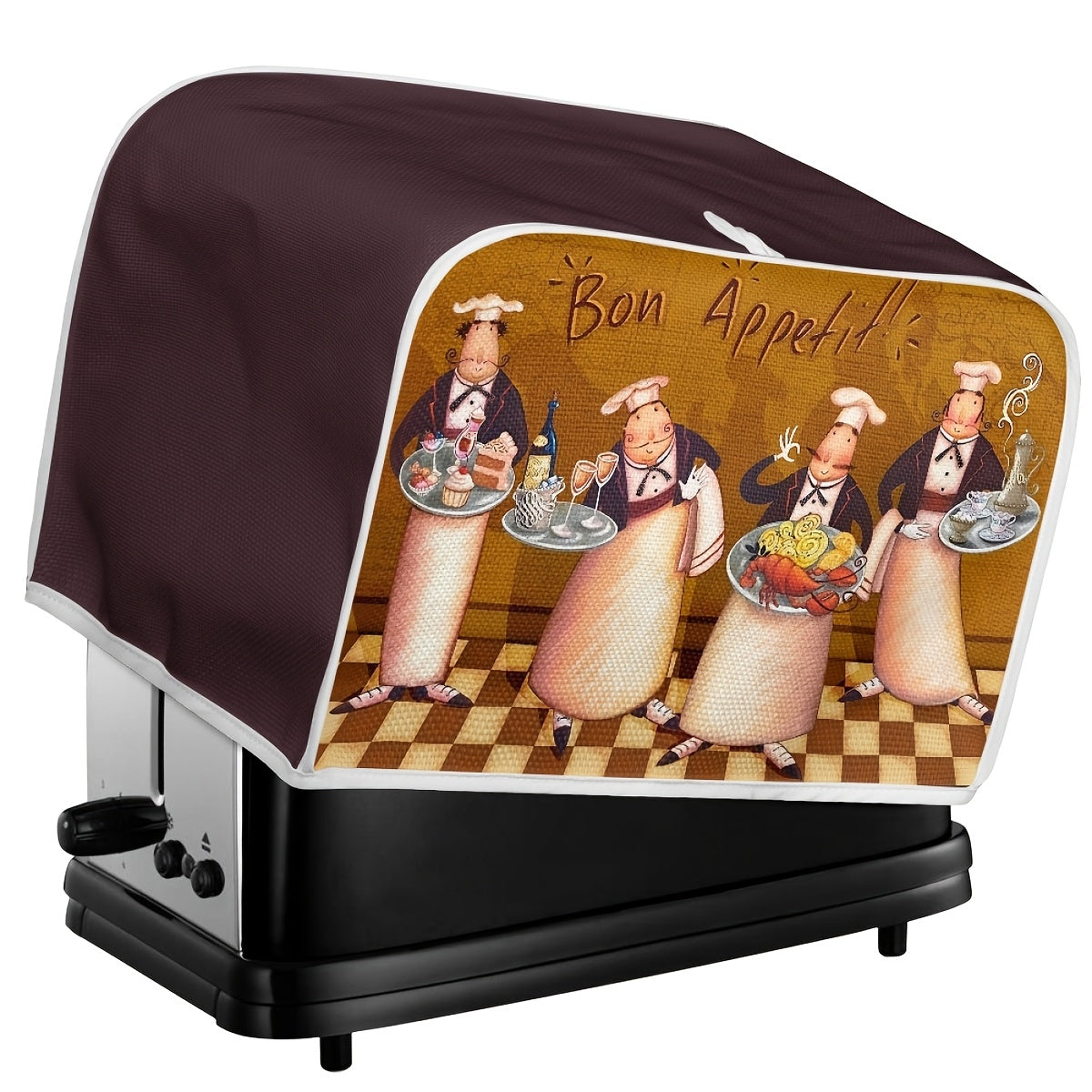 Whimsical Chef-Themed Toaster Cover Washable Dustproof Size S with Cartoon Chef Design