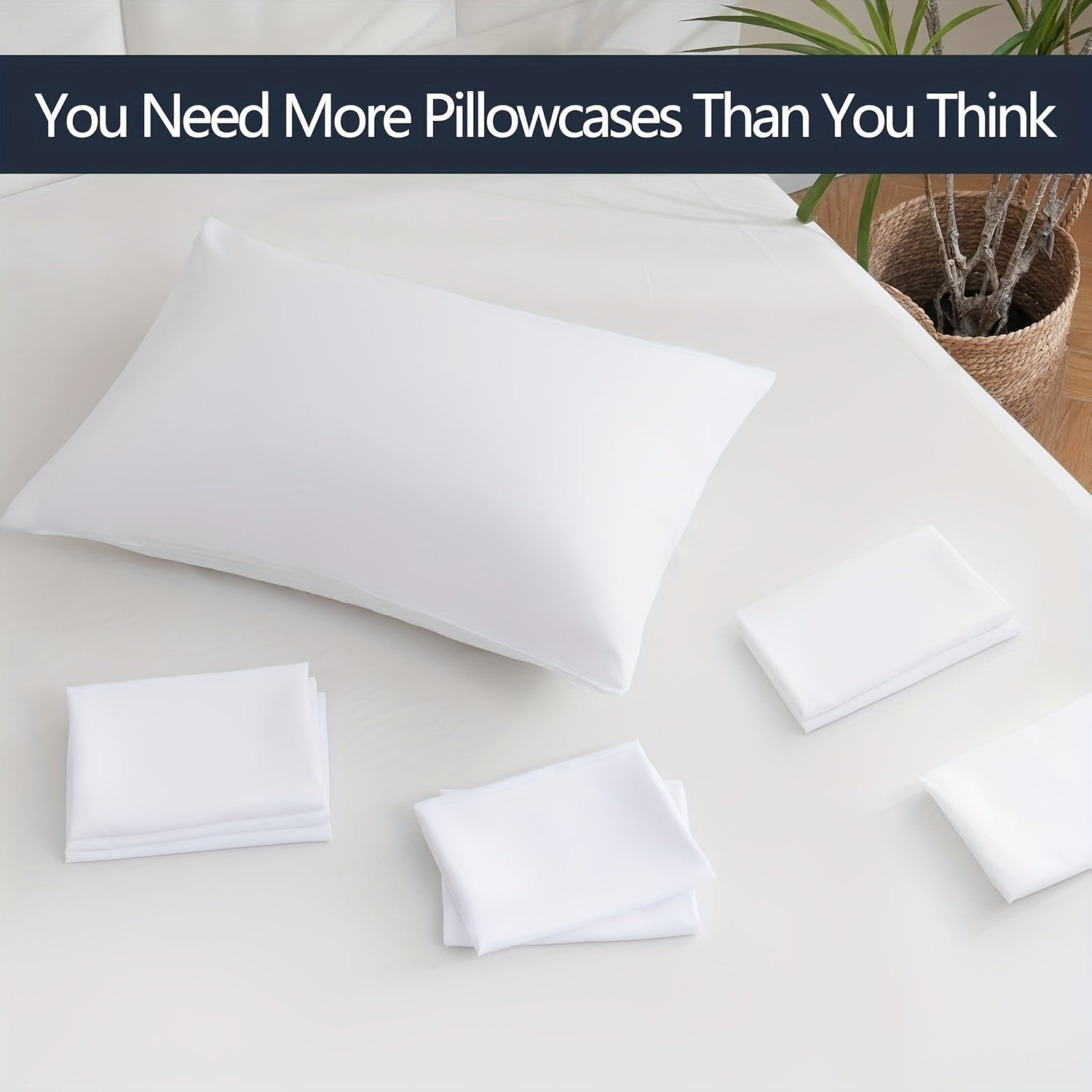 White Pillowcases Set for Bed Sofa Breathable Soft High-Quality Fabric