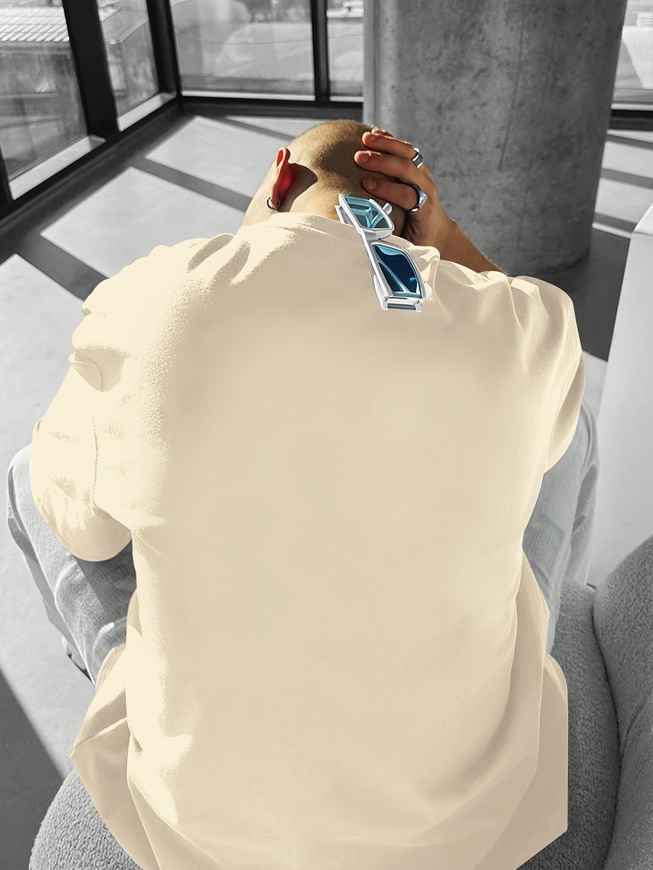 Camiseta casual para hombre con gráfico de oso de manga corta de poliéster para verano de moda