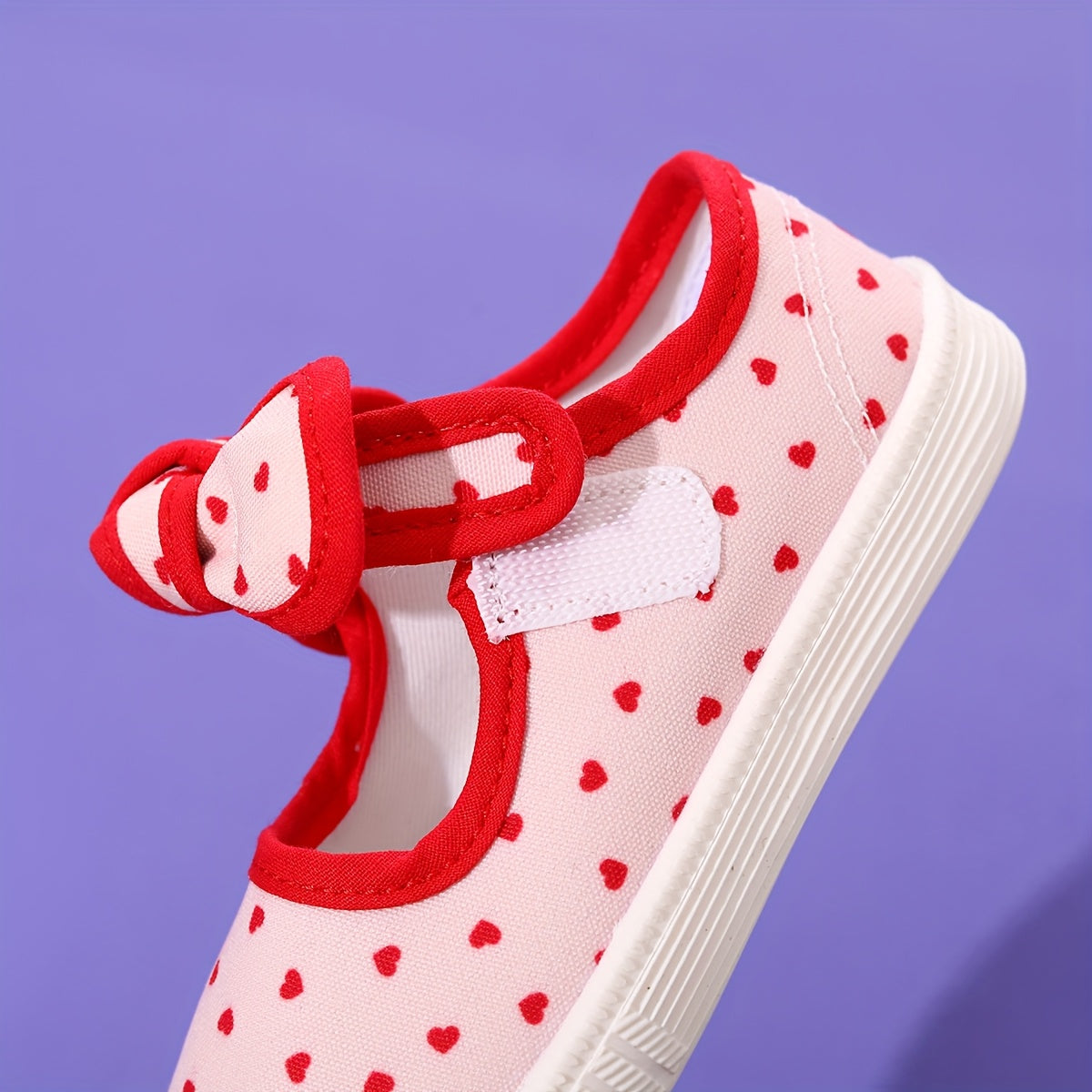 Girls Canvas Sneakers Low Top Heart Pattern Casual Shoes for Spring Summer Autumn