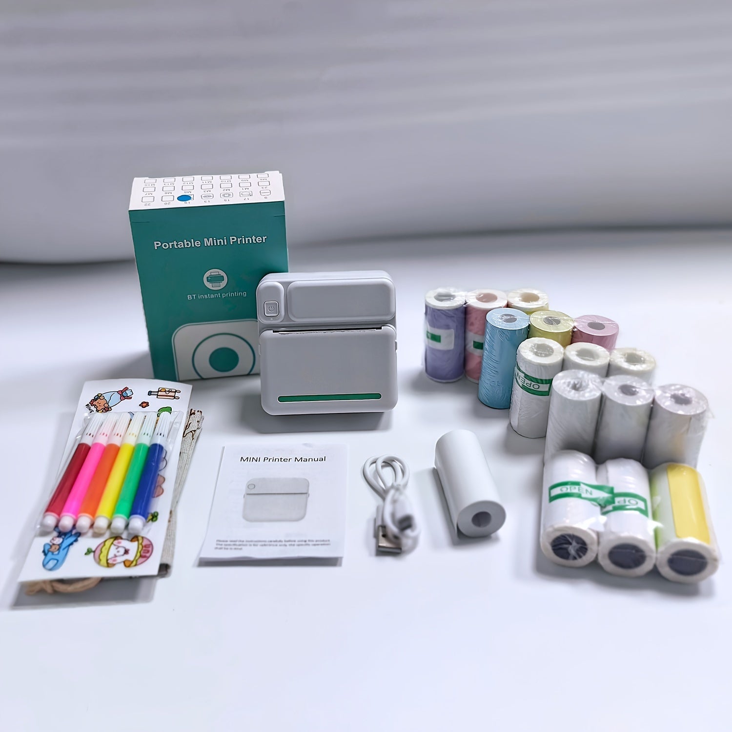 Wireless Portable Mini Thermal Printer Bundle for Smartphones Dye Sublimation USB Rechargeable 1200mAh Battery