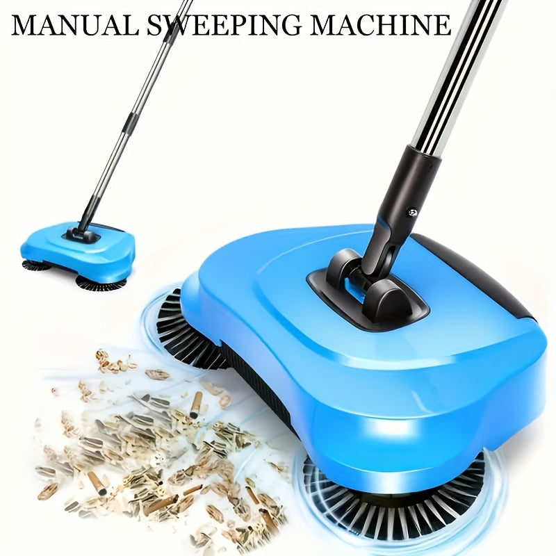3-in-1 Manual Sweeping and Mopping Set for Hardwood Floors Tiles and Kitchens Blue Polyester Brush