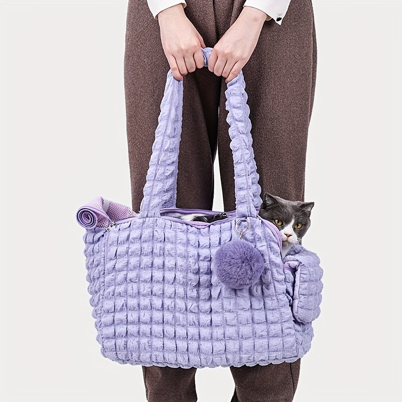 Small Dog Shoulder Bag Polyester Cloud Bubble Style Diagonal Carry