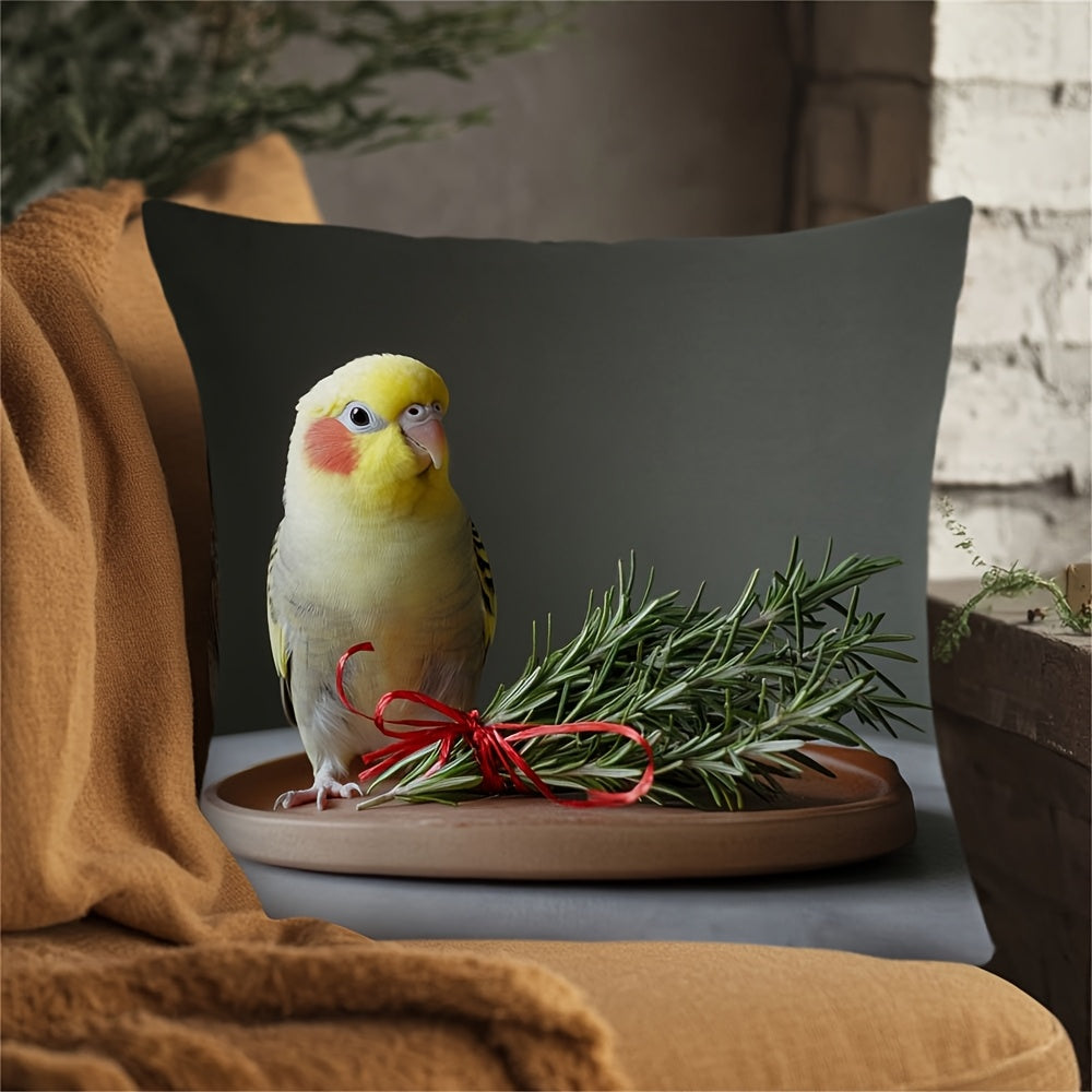 Cockatiel Throw Pillow Cover with Seasonal Design Durable Double-Sided Polyester for Living Room Bedroom Office Sofa