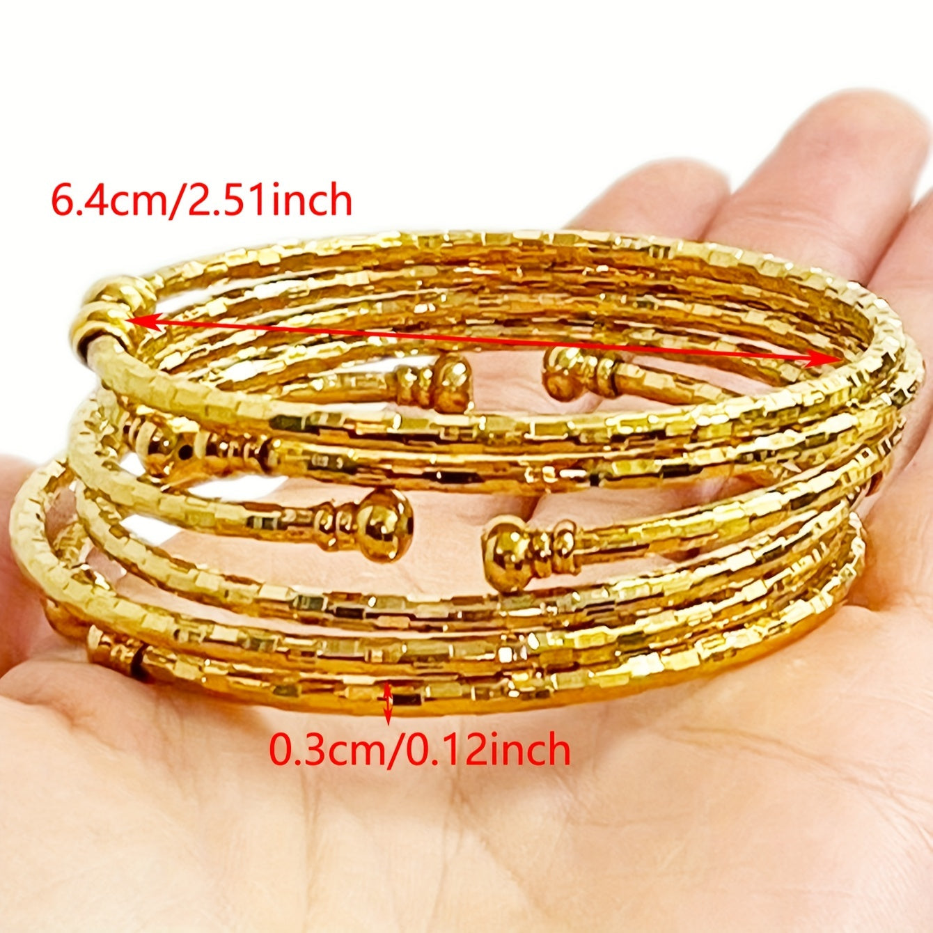 Set of Six Gold and Silver Bangles for Women, Wedding, Party, Gift