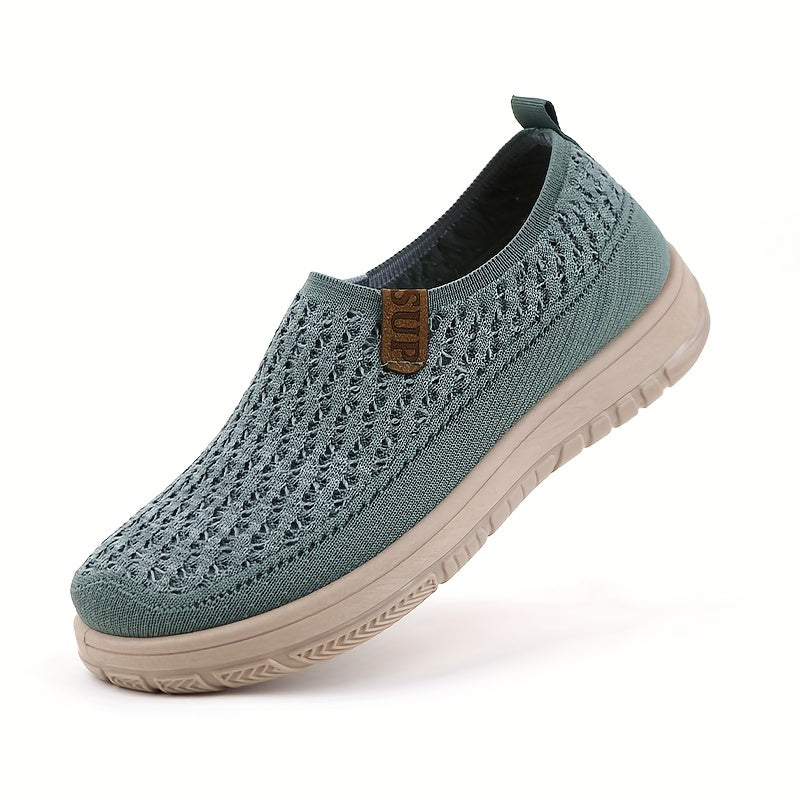 Women's Slip-On Casual Sneakers - Breathable Knit, Lightweight, All-Season