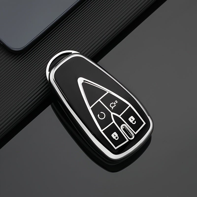 Universal TPU Key Cover for Cars Protective Case Silver Trim Rocket Design