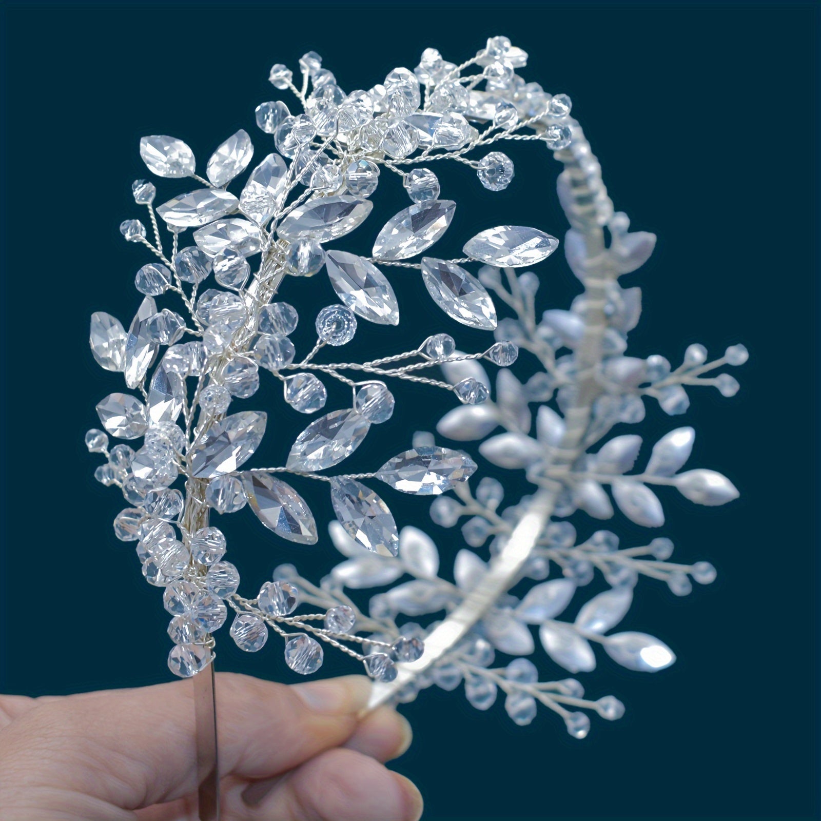 Crystal Headband Tiara for Women in Red Green and Blue for Weddings Proms and Parties