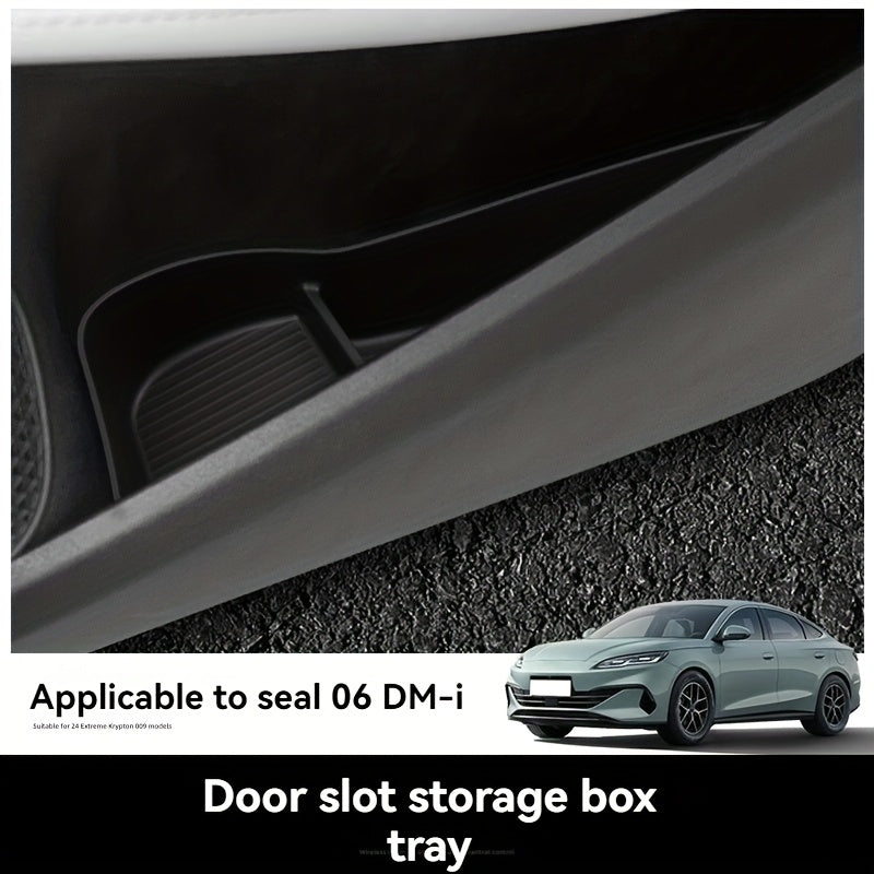 Car Door Organizer Tray Set TPE Black Fits 2024 2025 Sedan Rear & Front