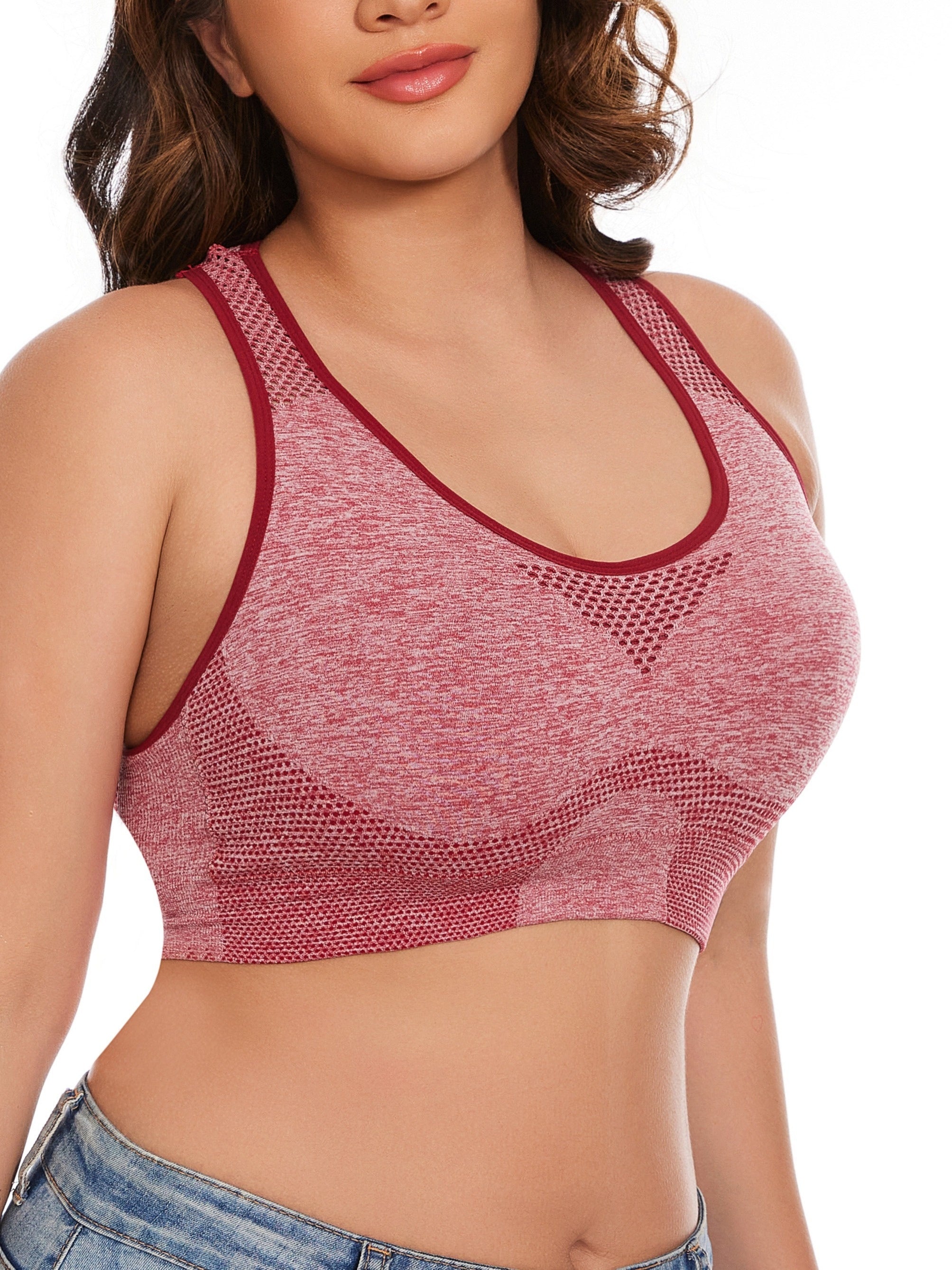 Women's Plus Size Sports Bras Polyamide Mesh Low Support Removable Padding