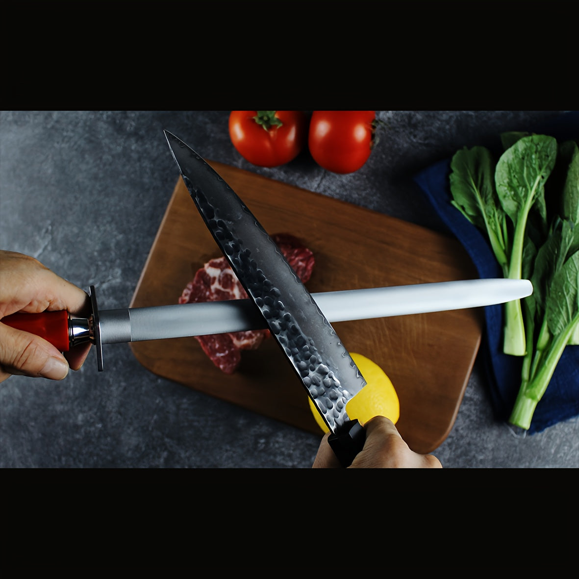 High-Carbon Steel Knife Sharpener 12 Inch Ultra-Fine Grit Magnetic Head Kitchen Restaurant