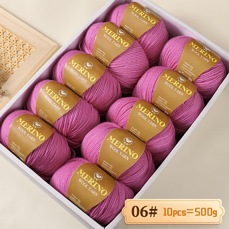 10 JIUWEIDIAOWANG Merino jun to'plari, har biri 500g, 212 O'rtacha og'irlik, Qo'l bilan bo'yalgan DIY material to'qimachilik uchun - Ko'p rangli gradient, Qalin va nozik aralashma, Kamel jun, Kuz Qish.