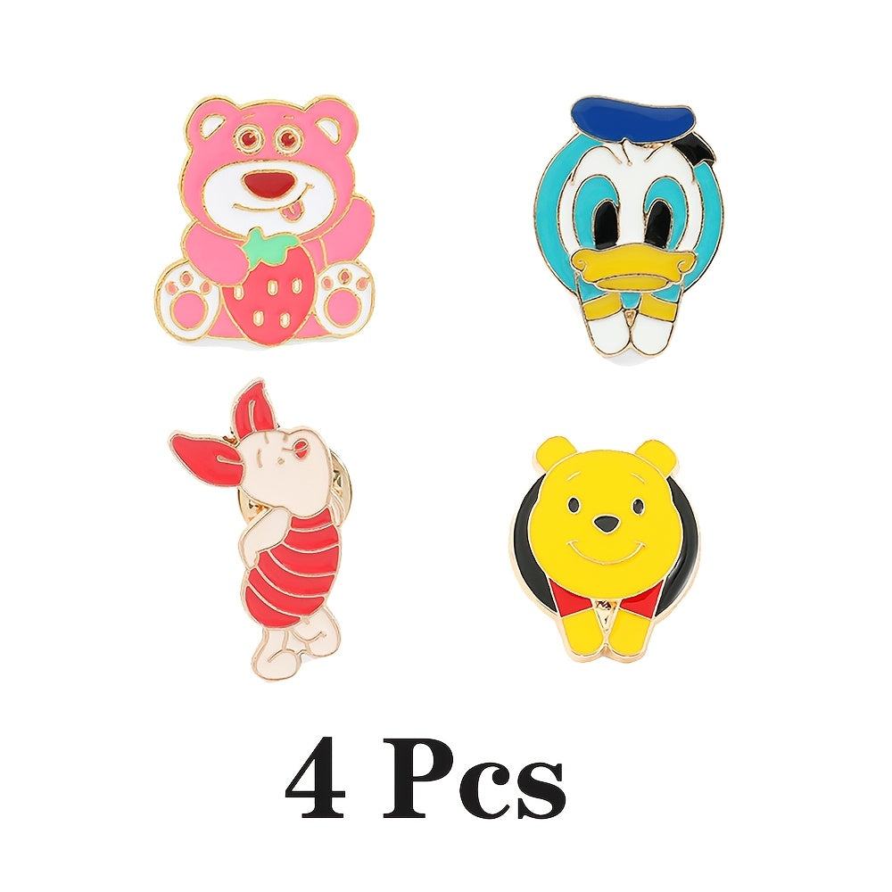 Набор из 4 эмалевых брошей с изображениями мультяшных персонажей для одежды и рюкзаков