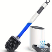 Silicone Toilet Brush Set with Water-Holding Base and Refillable Handle