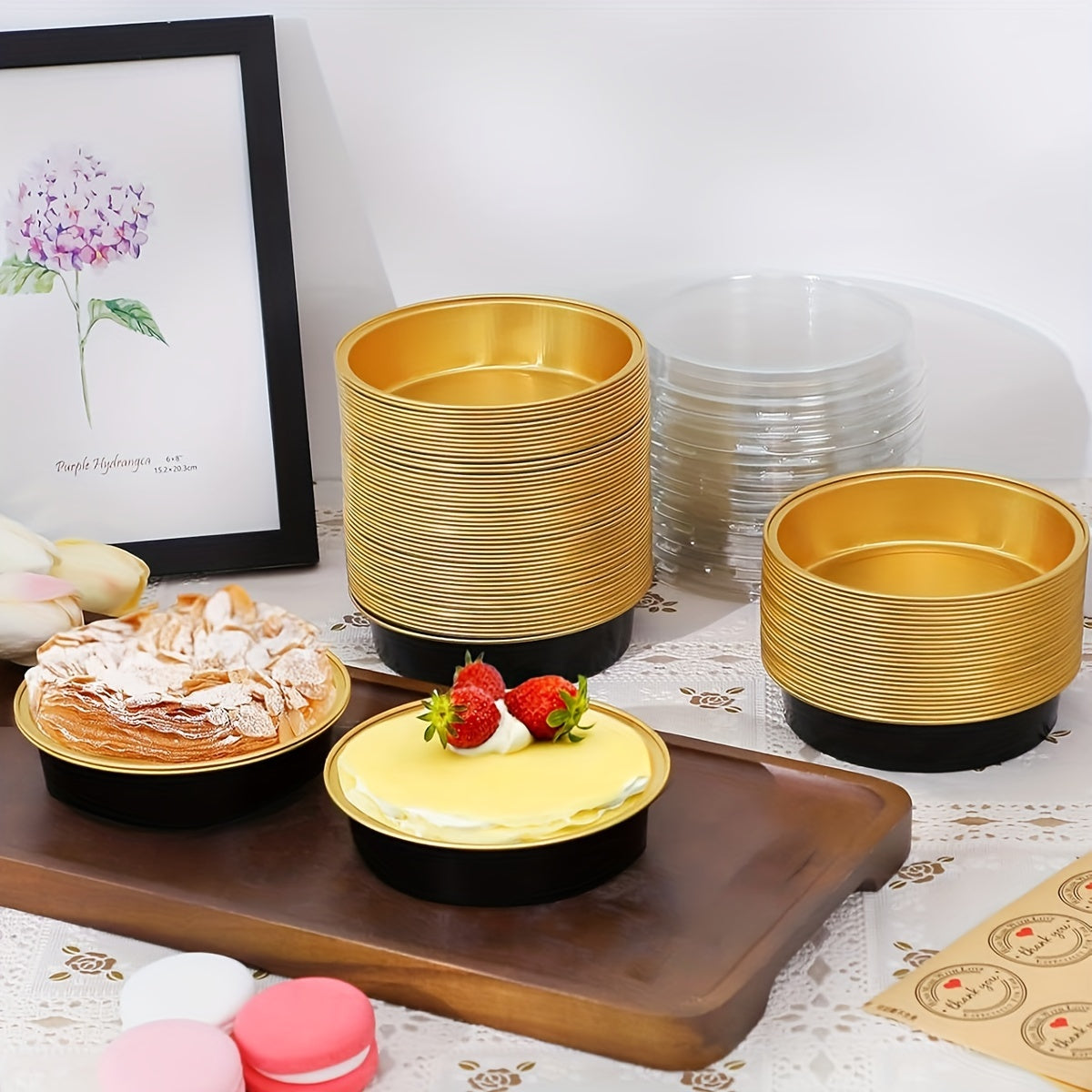 Set of 30 Disposable Aluminum Cheesecake Pans with Lids 8oz Mini Tart Tins Oven Safe