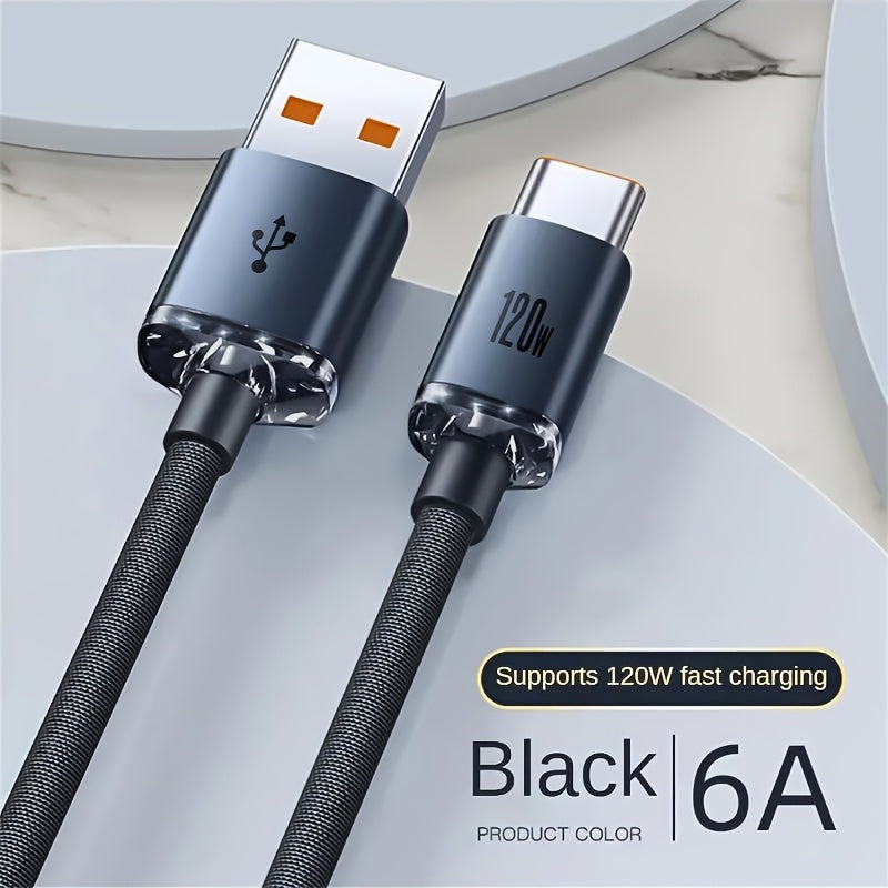 120W USB Type-C Cable Fast Charging Data Sync PVC Glossy Round Male to Male