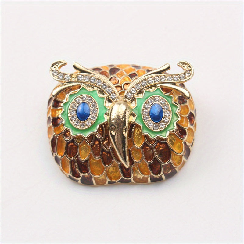 Owl Brooch for Women Enamel Pin with Rhinestone Eyes Stylish Bird Accent Jewelry