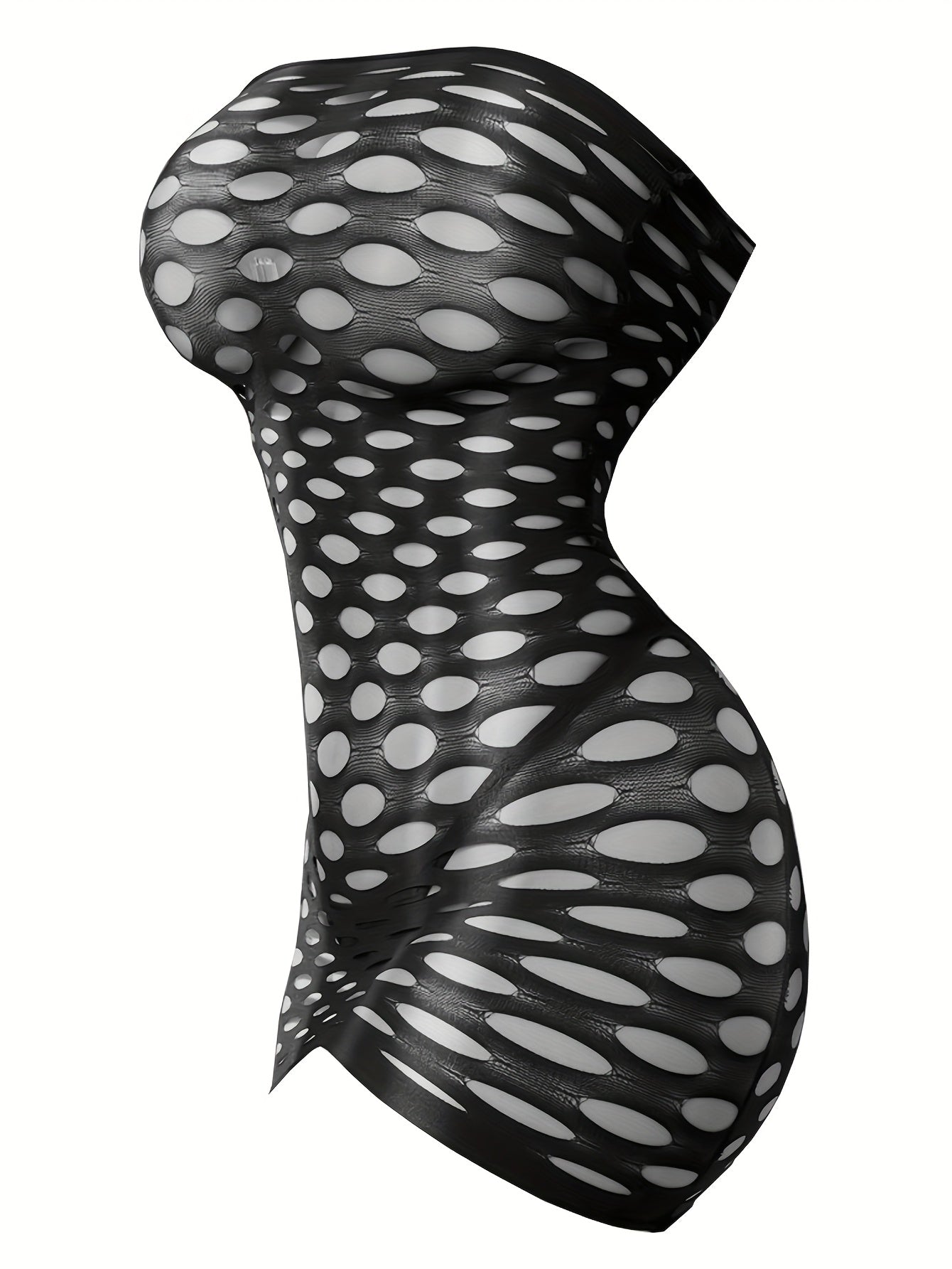 Women's Black Fishnet Lingerie Strapless Tube Top Sheer Mesh