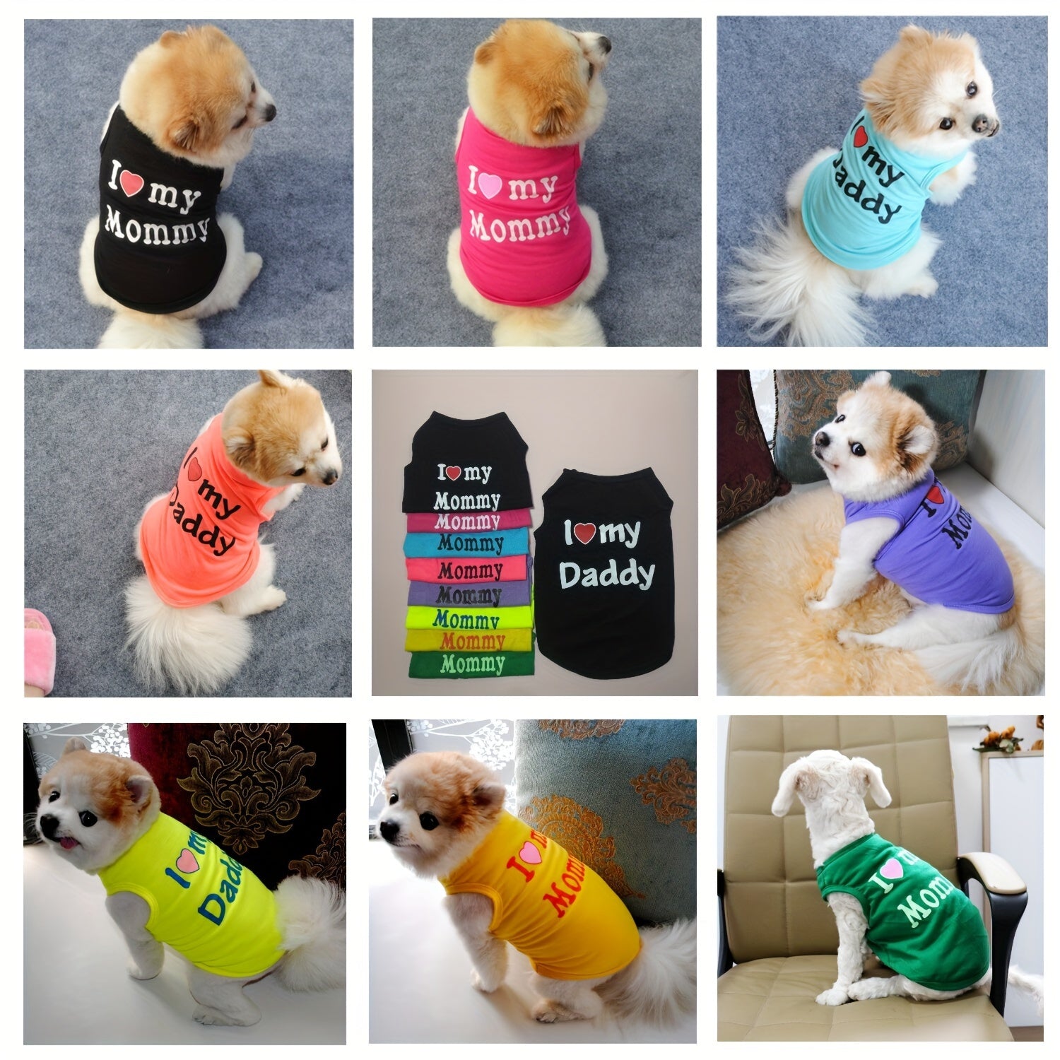 Chaleco para mascotas para perros y gatos, Me encanta mi papá mamá, verano, tela de punto transpirable, de pequeño a XL