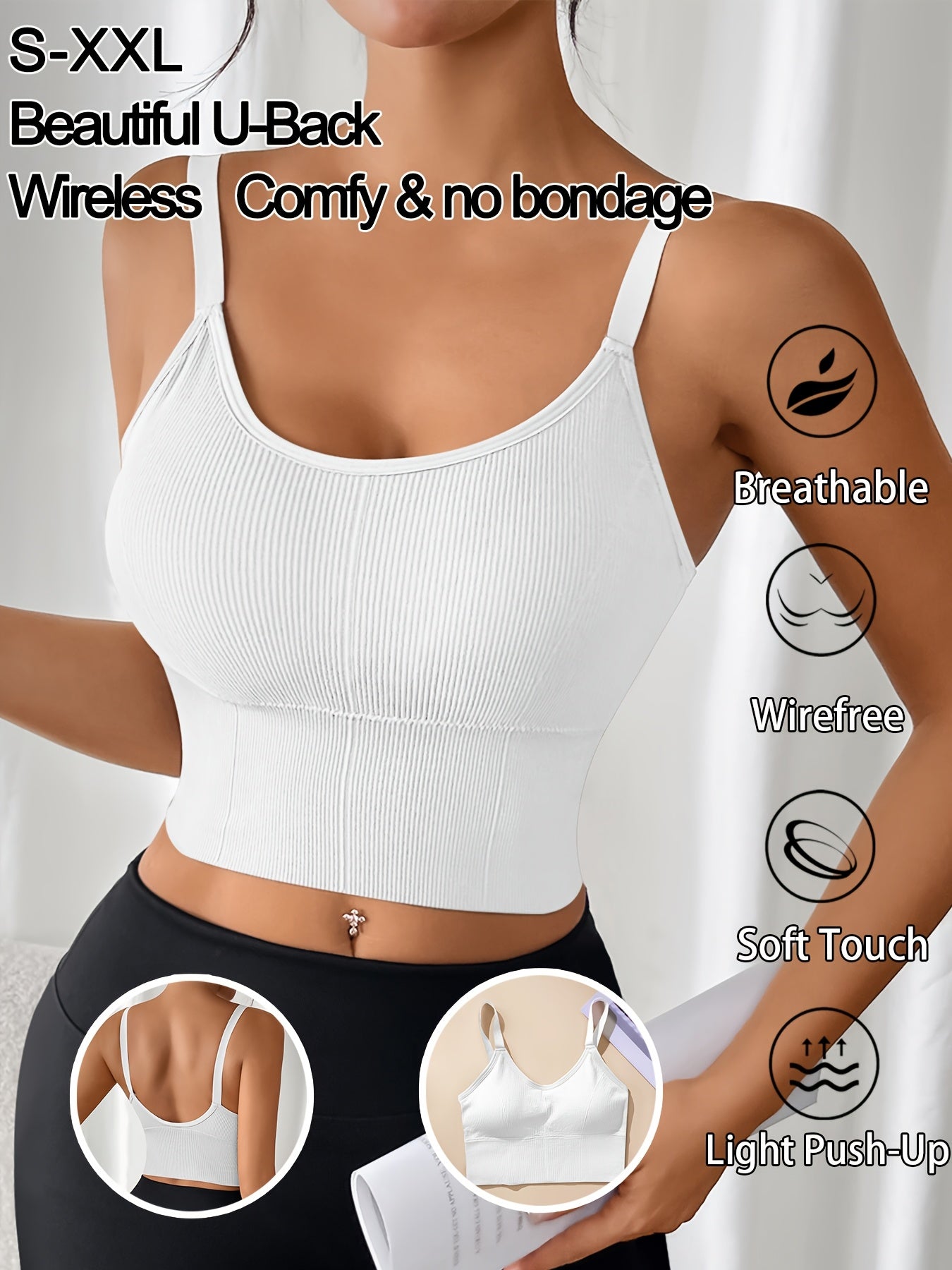 Women's Sports Bra Vest Large Solid Color Backless Yoga Running