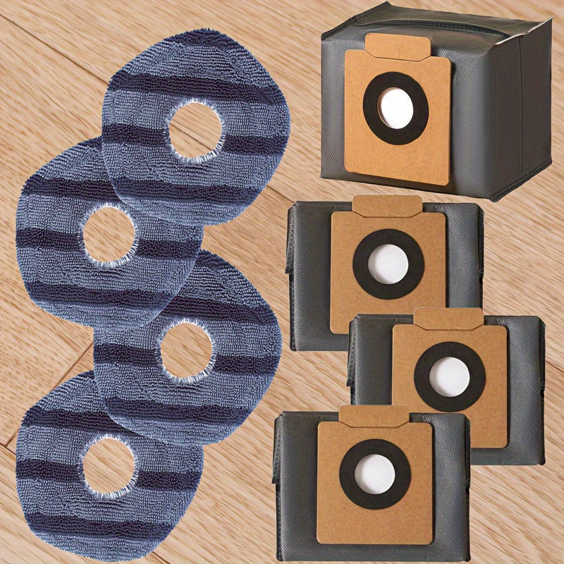 Комплект аксессуаров для робота-пылесоса Eufy X10 Pro - Включает 8 предметов: 4 моющихся мопа и 4 одноразовых мешка для пыли, совместимые с запасными частями.