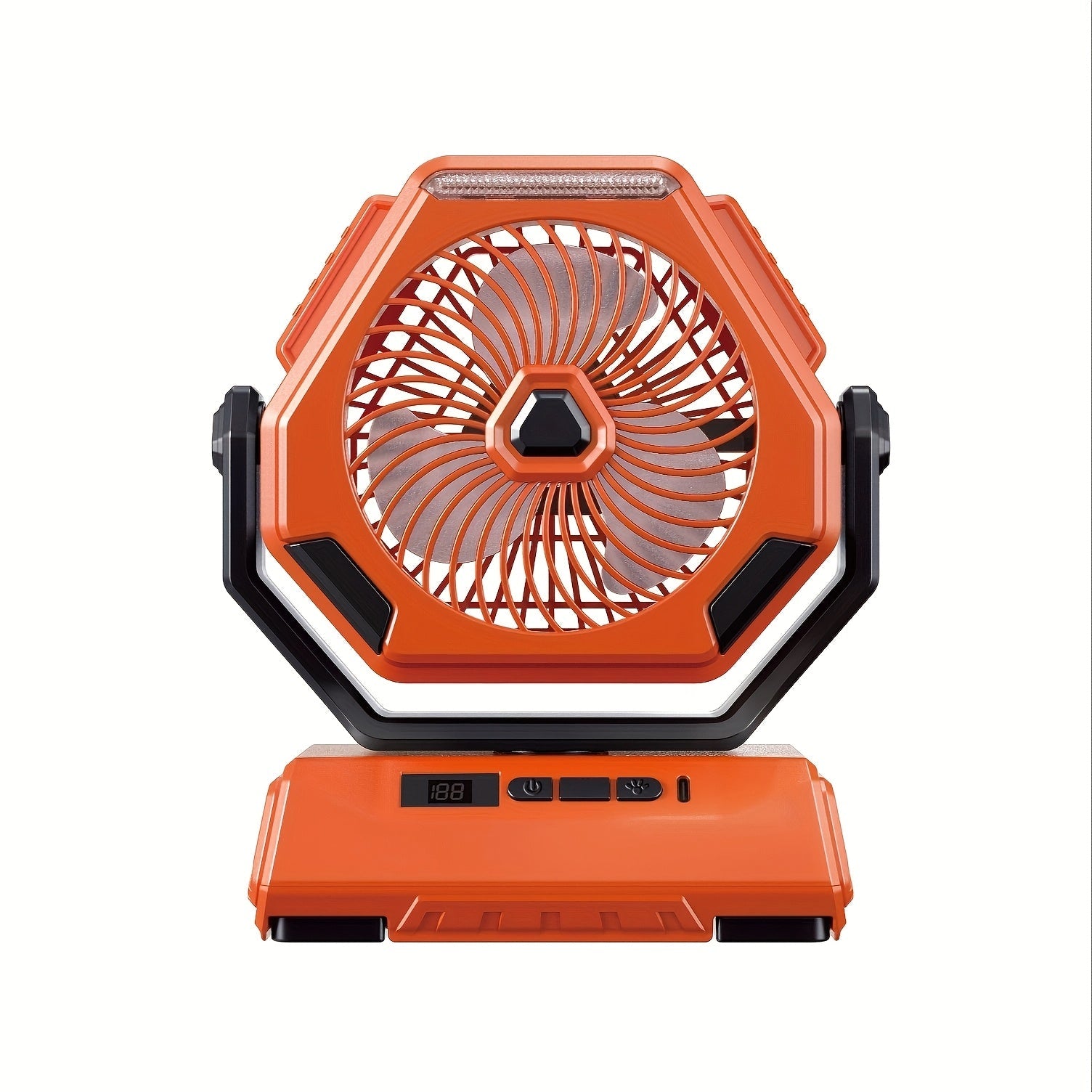 6000mAh batareyali va USB orqali zaryadlanadigan portativ stol ventilyatori - 3 tezlik sozlamalari, LED yoritish, ofis, sayohat va ochiq havoda foydalanish uchun ixcham dizayn - Zaryadlanadigan portativ ventilyator