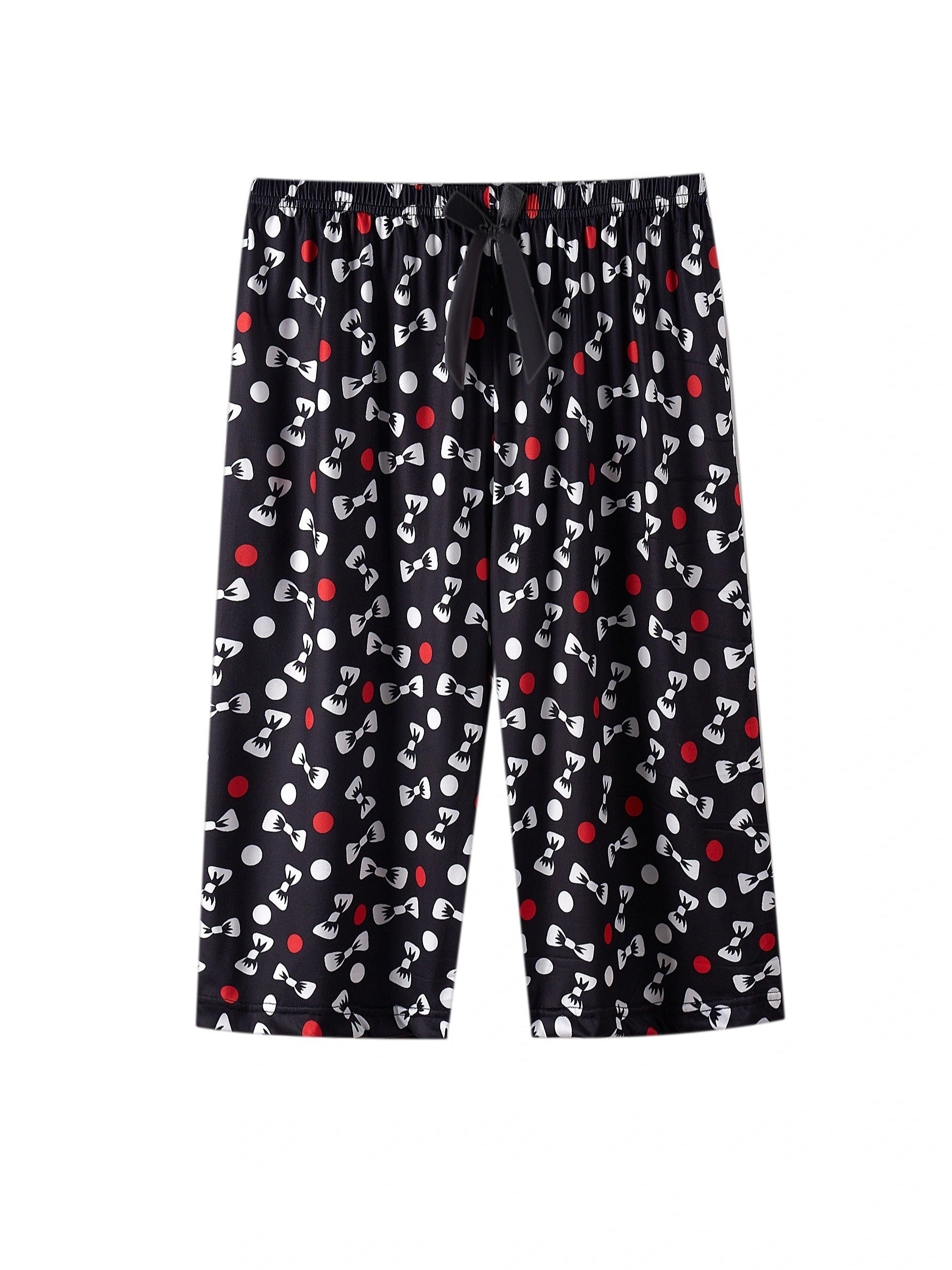 3 dona Ayollar uchun Katta O'lchamdagi Boho Kelebek Printli Capri Shimlari, Tasodifiy Uxlash Kiyimlari uchun, Kamon Bezakli Elastik Bel