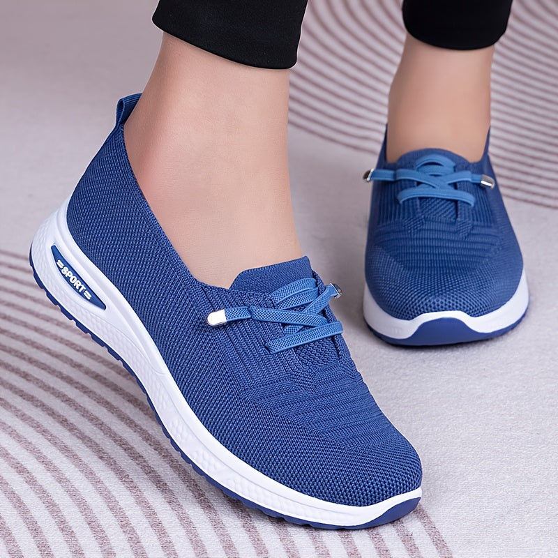 Women's Casual Mesh Slip-On Sneakers Blue Lightweight Comfort