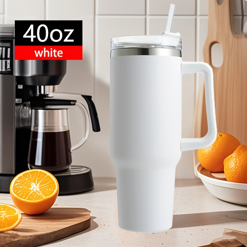 Vaso aislante de acero inoxidable con asa y pajilla para bebidas calientes y frías 20oz