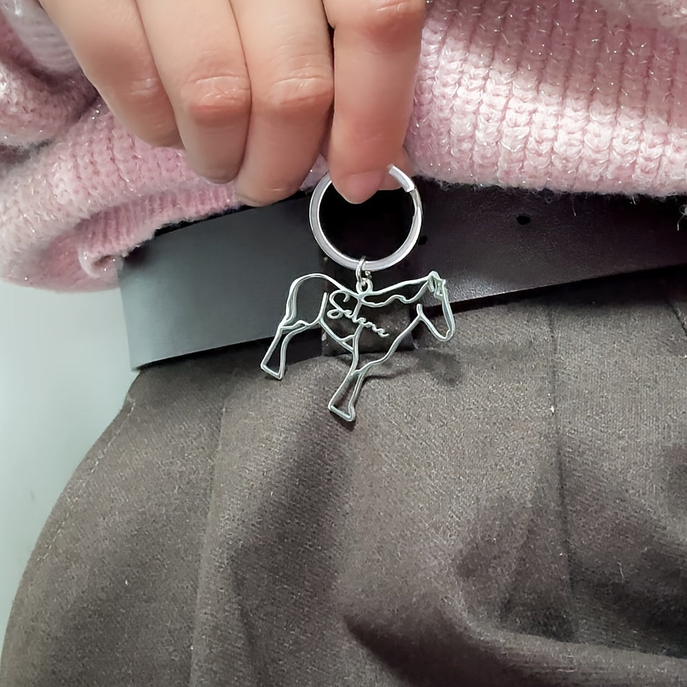 Llavero personalizado de acero inoxidable con charm de animal grabado "Selena" para mujeres