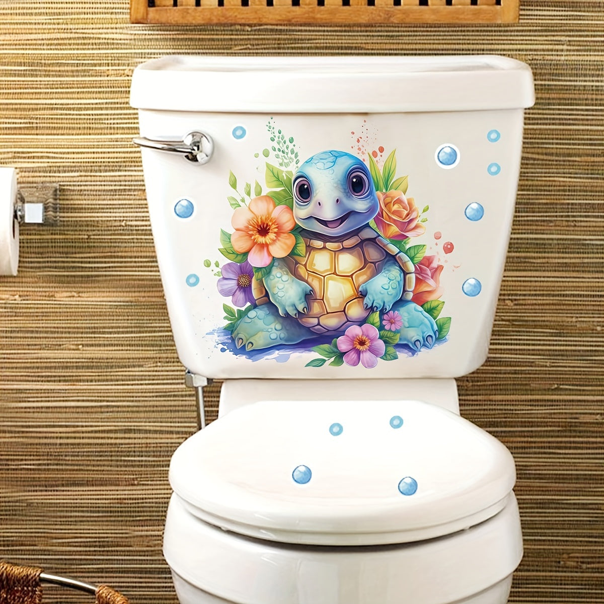 Toilet Sticker Set with Lid, Tank, and Wall Decals for Bathroom Decor