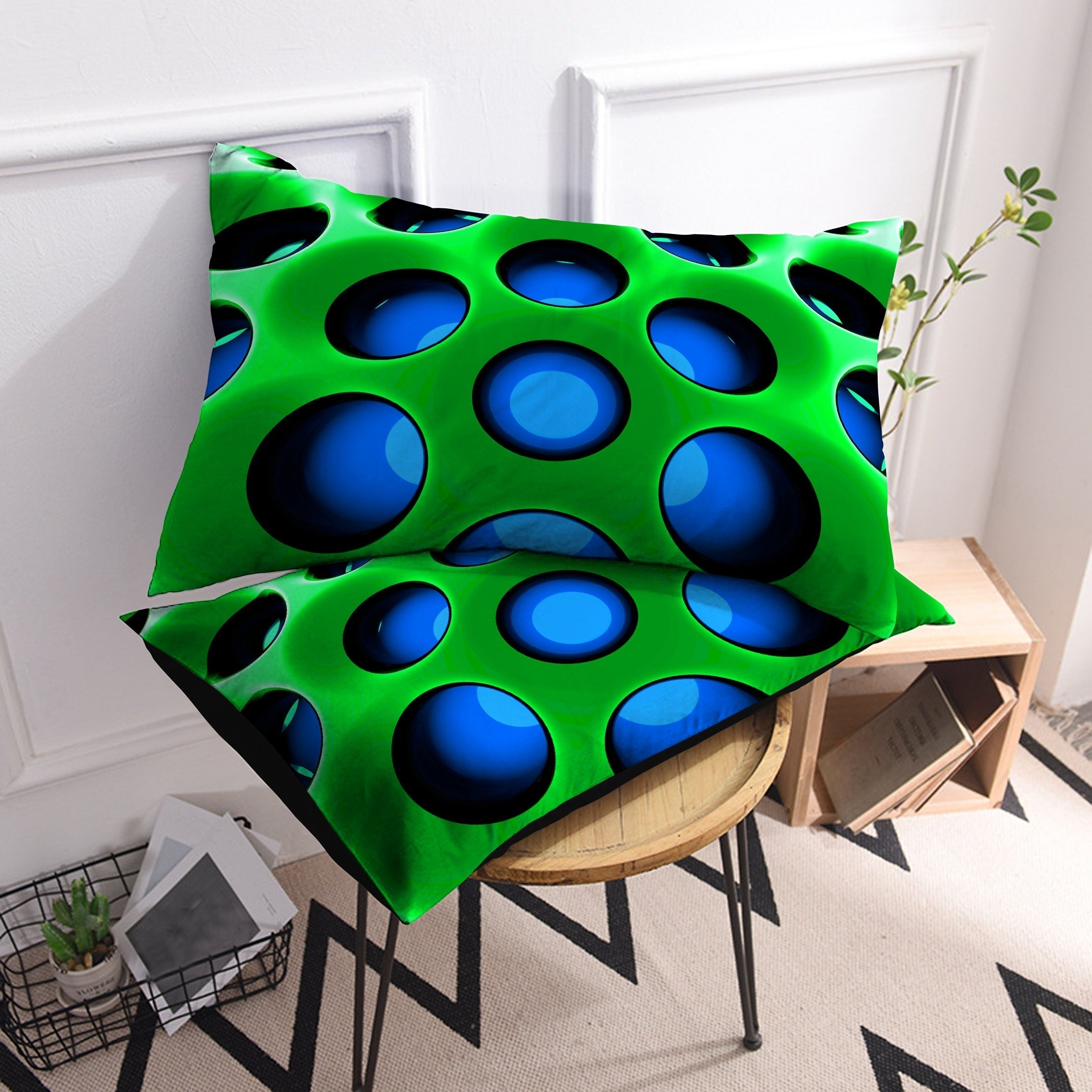 2 piezas de fundas de almohada circulares con estampado cepillado de poliéster, fundas decorativas para cojines