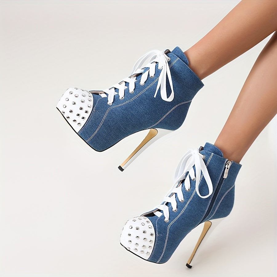 Women's Faux Leather Ankle Boots with Adjustable Strap and Platform Heel