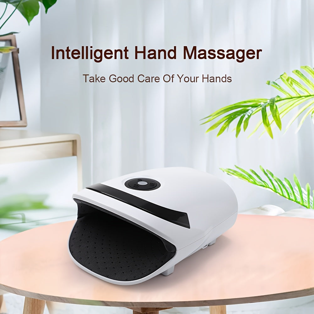USB Rechargeable Hand Massager with Heat Vibration 5 Modes Finger Care Black White