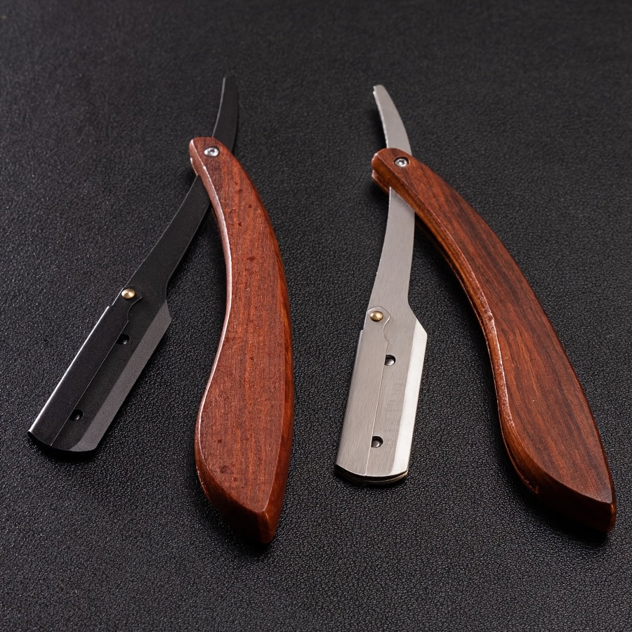 Set de afeitadora de barbero manual de acero inoxidable vintage para recorte de cabello y barba