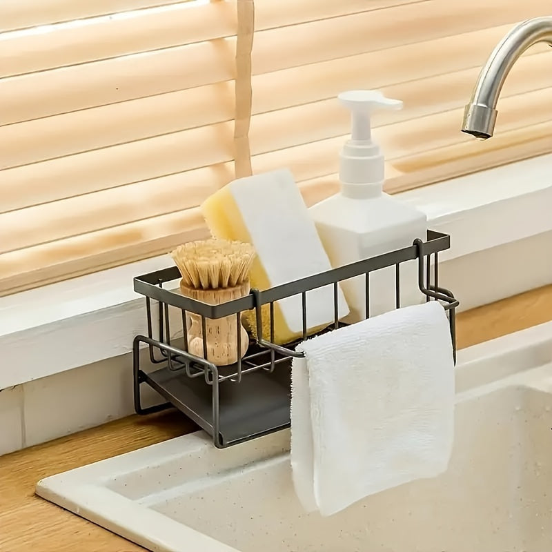 Sink Organizer for Kitchen Sink Caddy with Drainage Slots and Compartments