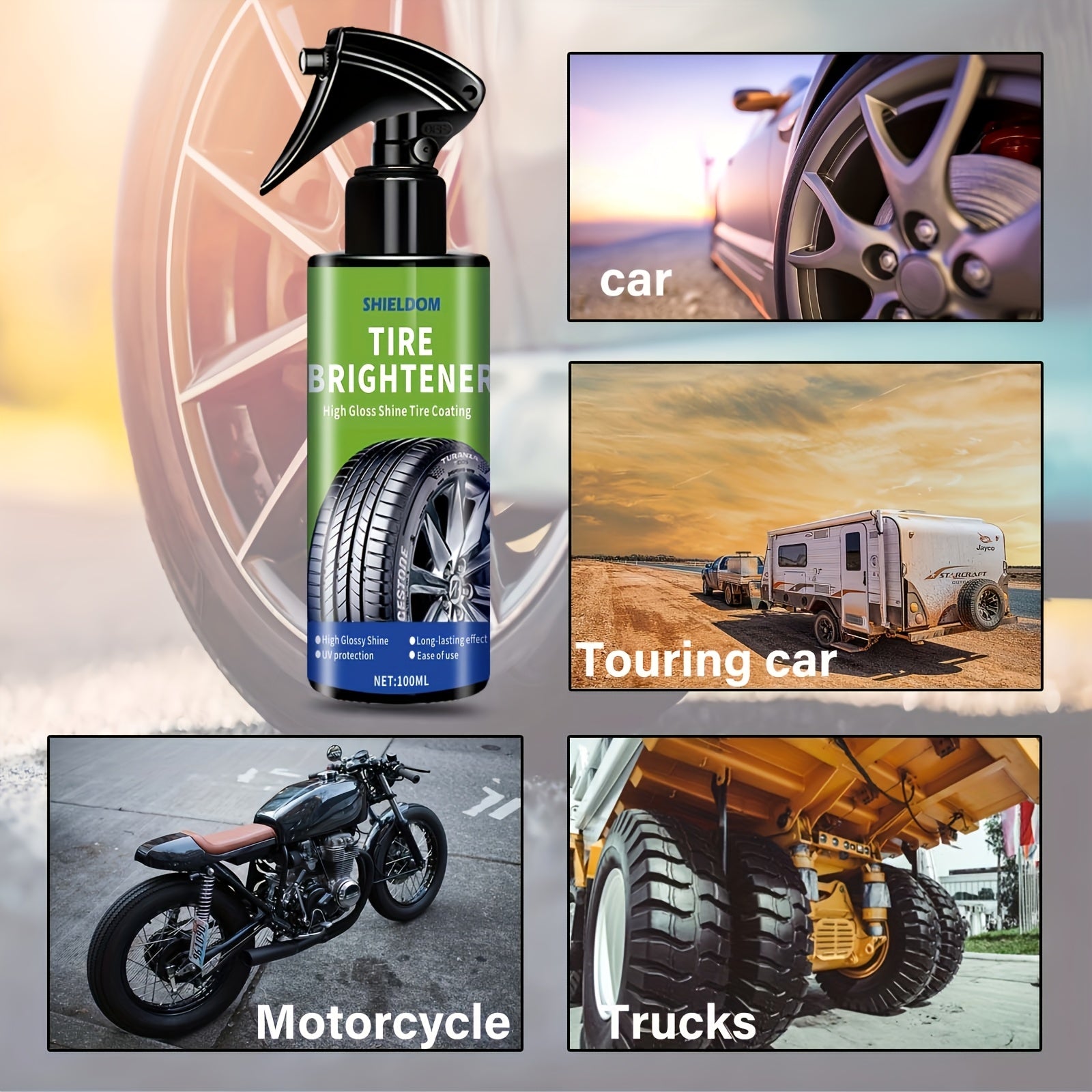 Restaurador y abrillantador de neumáticos para todos los vehículos 100ml brillo de alto brillo