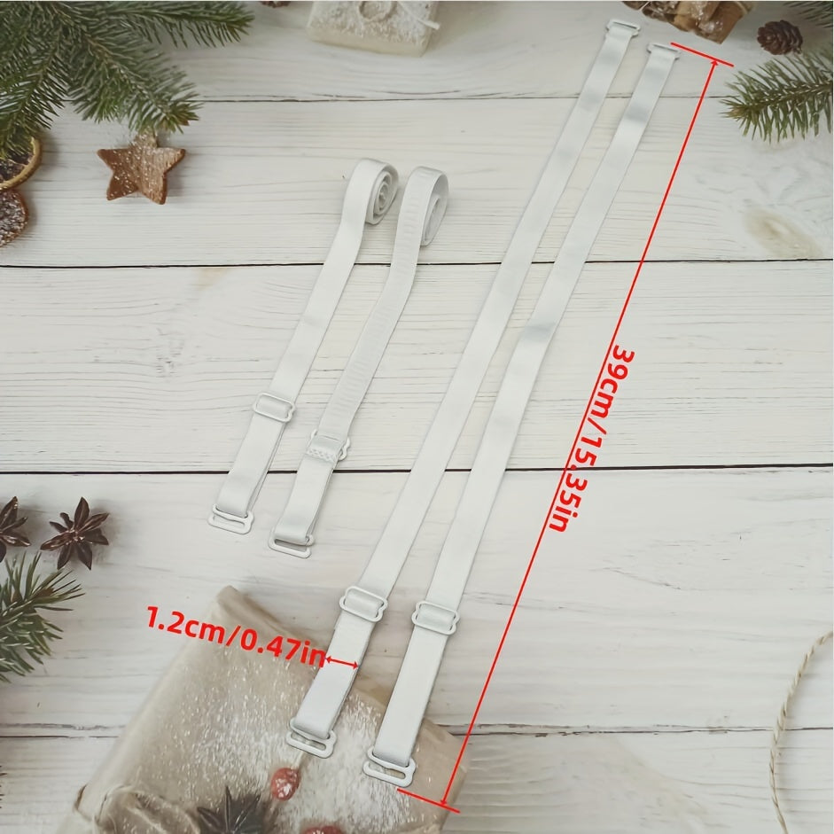 Set of 2 Adjustable Solid Color Bra Straps for Lingerie Detachable Replacement